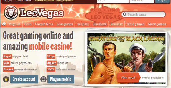 LeVegas Casino Leo Vegas Welcome Page